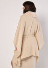 Faux Fur Collar Poncho, Stone, large