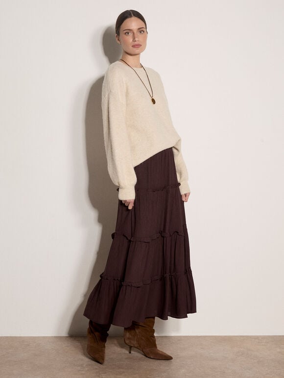 Bow Back Soft Jumper, Stone, large