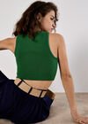 Racer Knitted Crop Top, Green, large