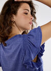 Soft Slub Ruffle Sleeve T-Shirt, Purple, large