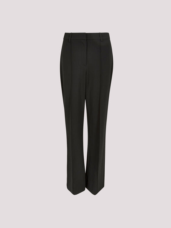Ponte Seam Detail Straight Leg Trousers, Black, large