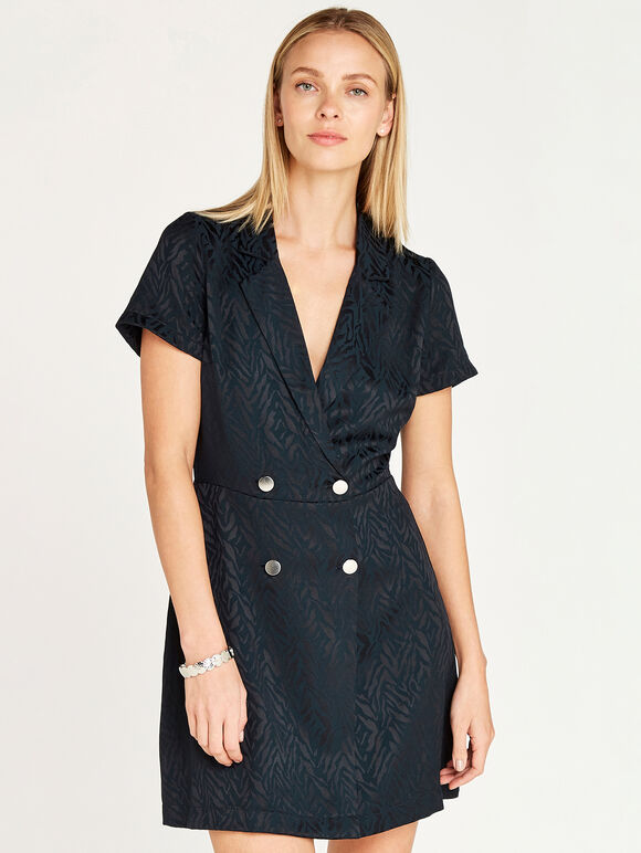 Double Breasted Dress, Navy, large