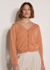Scallop Hem Cardigan, Peach, large