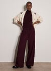 Crinkle-Textured Wide-Leg Joggers, Burgundy, large