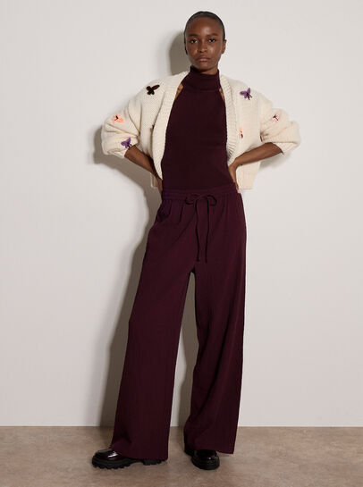 Crinkle-Textured Wide-Leg Joggers