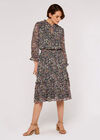Watercolour Floral Midi Dress, Green, large