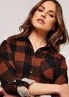 Gingham Fleece Lined Shirt, Rust, large
