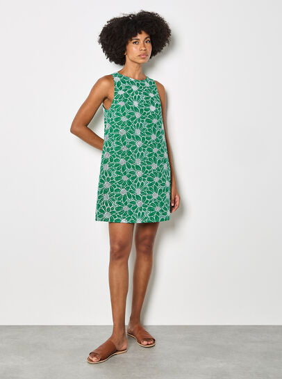 Floral Embroidered Shift Mini Dress