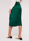 Satin Tie Front Wrap Skirt, Green, large