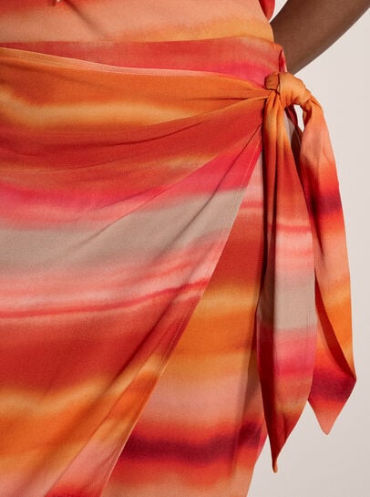 Watercolour Stripe Wrap Midi Skirt