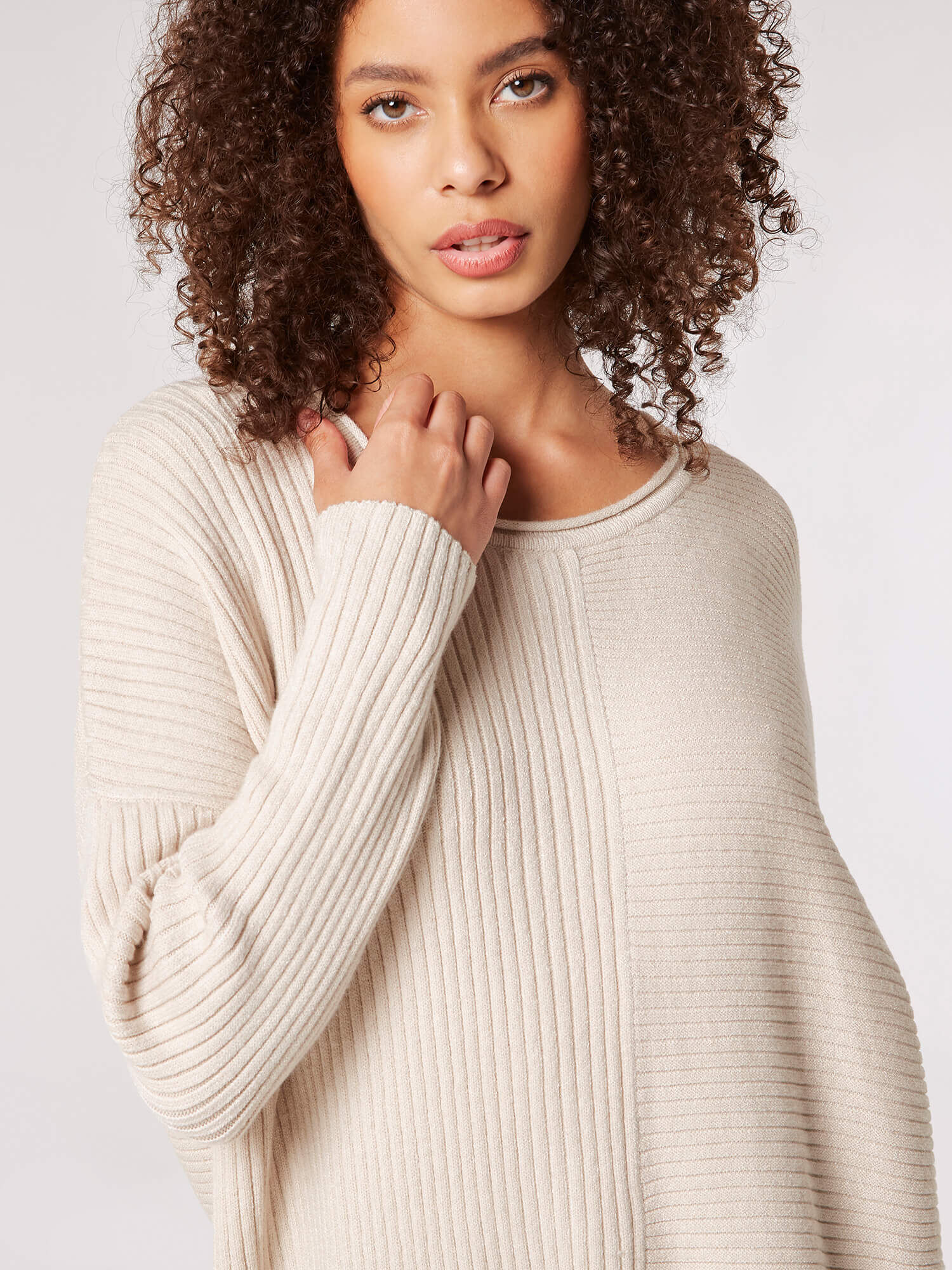 Oversized Ribbed Jumper Apricot Clothing