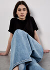 Dip Dye Wide Leg Jeans, Blue, large
