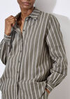 Striped Linen Shirt, Khaki, large