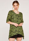 Bamboo Leaf Print Top, Khaki, large