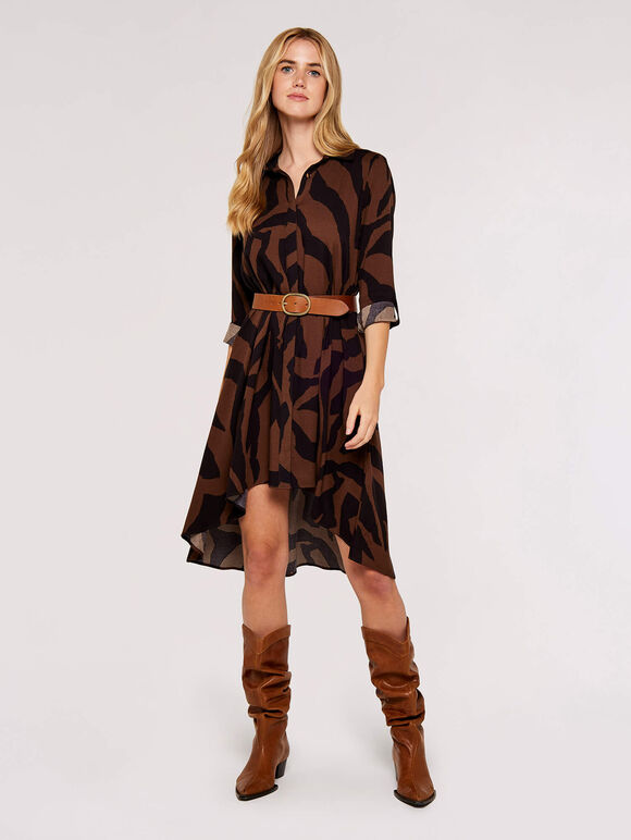 Zebra Oversized Dress, Brown, large