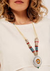 Circle Beaded Necklace, White, large