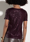 Sequin Embellished T-Shirt, Burgundy, large