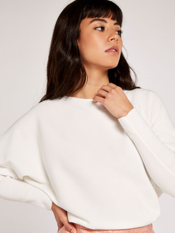 Clean Look Batwing Jumper, Cream, large