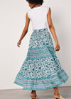 Floral Vine Cotton Tiered Maxi Skirt, Cream, large