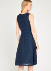 Navy Lace Layered Skater Dress, Navy, large