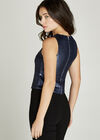 Sequin Crop Top, Navy, large