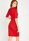 Ponti Ruched Bodycon Dress, Red, large