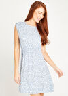 Ditsy Silhouette V Back Dress, Sky Blue, large