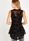 Floral Peplum Top, Black, large