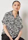 Brushstroke Print Short Sleeve Shirt, Black, large