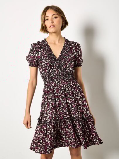 Ditsy Floral Smocked Mini Dress