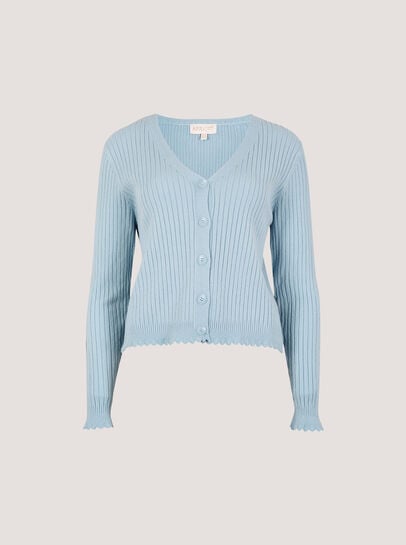 Ribbed Knit Scalloped Cardigan