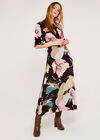 Abstract Floral Maxi Dress, Black, large