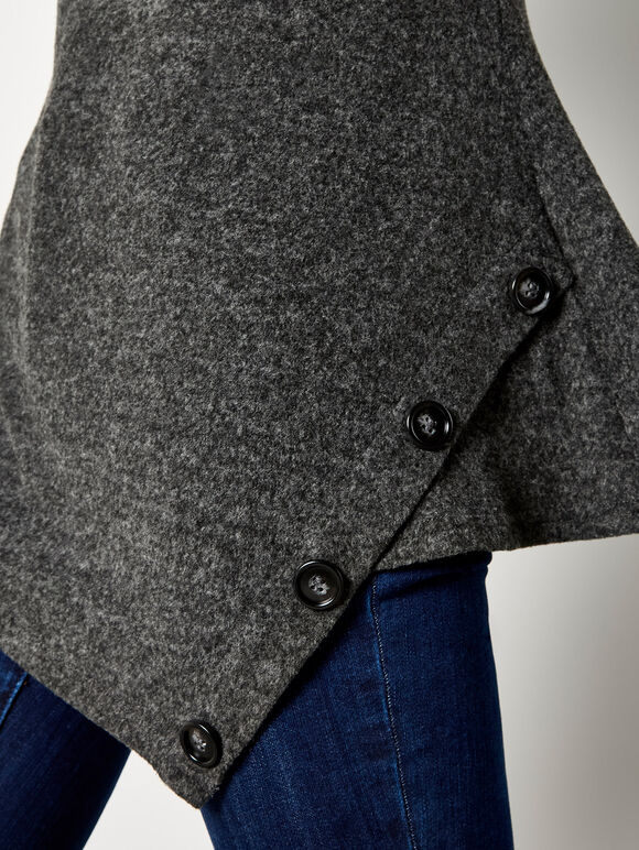 Asymmetric Hem Knit Top, Dark Grey - Charcoal, large