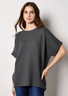 Waffle Knit Batwing Top, Dark Grey - Charcoal, large