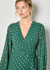 Gold Foil Polka Dot Chiffon Maxi Dress, Green, large
