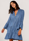 Light Denim Babydoll Dress, Blue, large