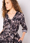 Abstract Brushstroke Shirt Mini Dress, Dark Grey - Charcoal, large