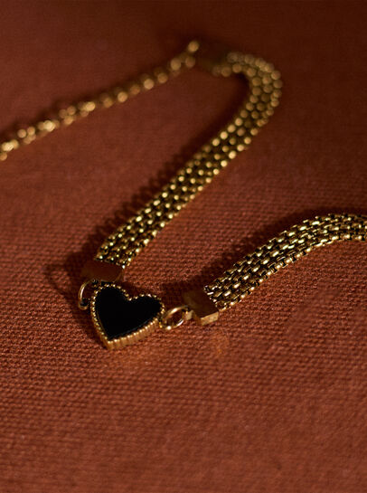Multi Chain Heart Gold Tone Bracelet
