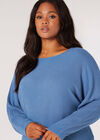 Curve Soft Textured Batwing Top, Blue, large