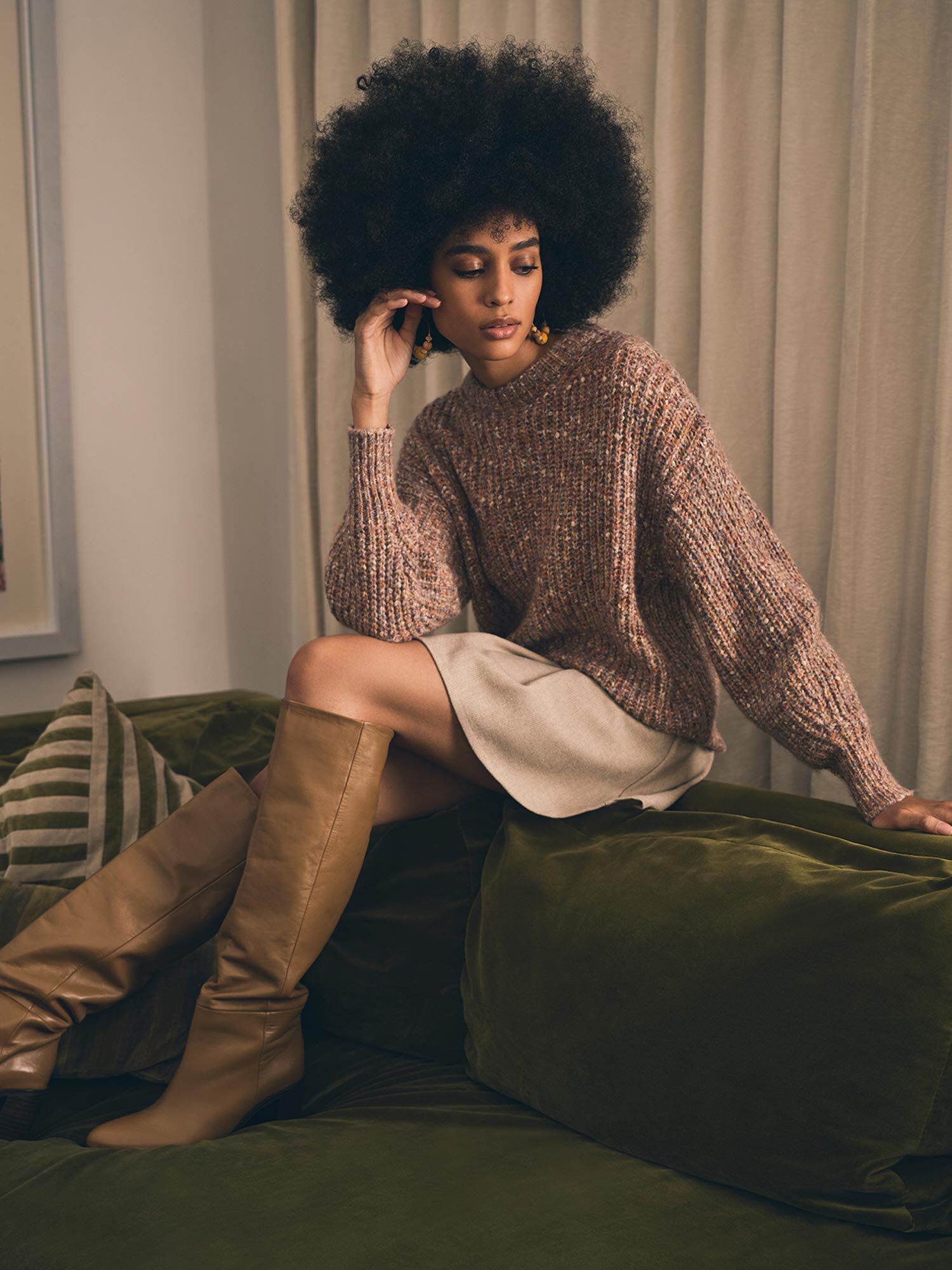 Rib top knit jumper