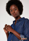 Denim Plaid Mix Shirt, Navy, large