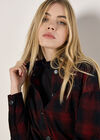 Oversized Check Corduroy Shirt, Red, large