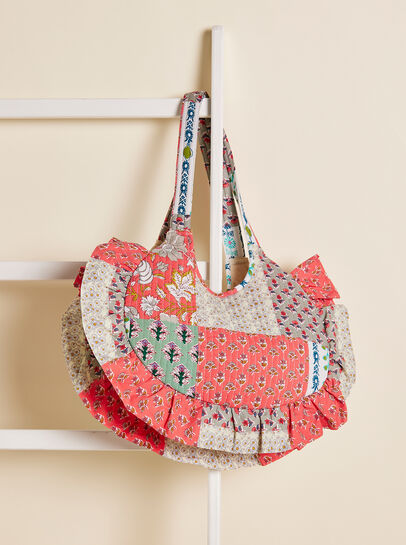 Patchwork Frill Fabric Bag