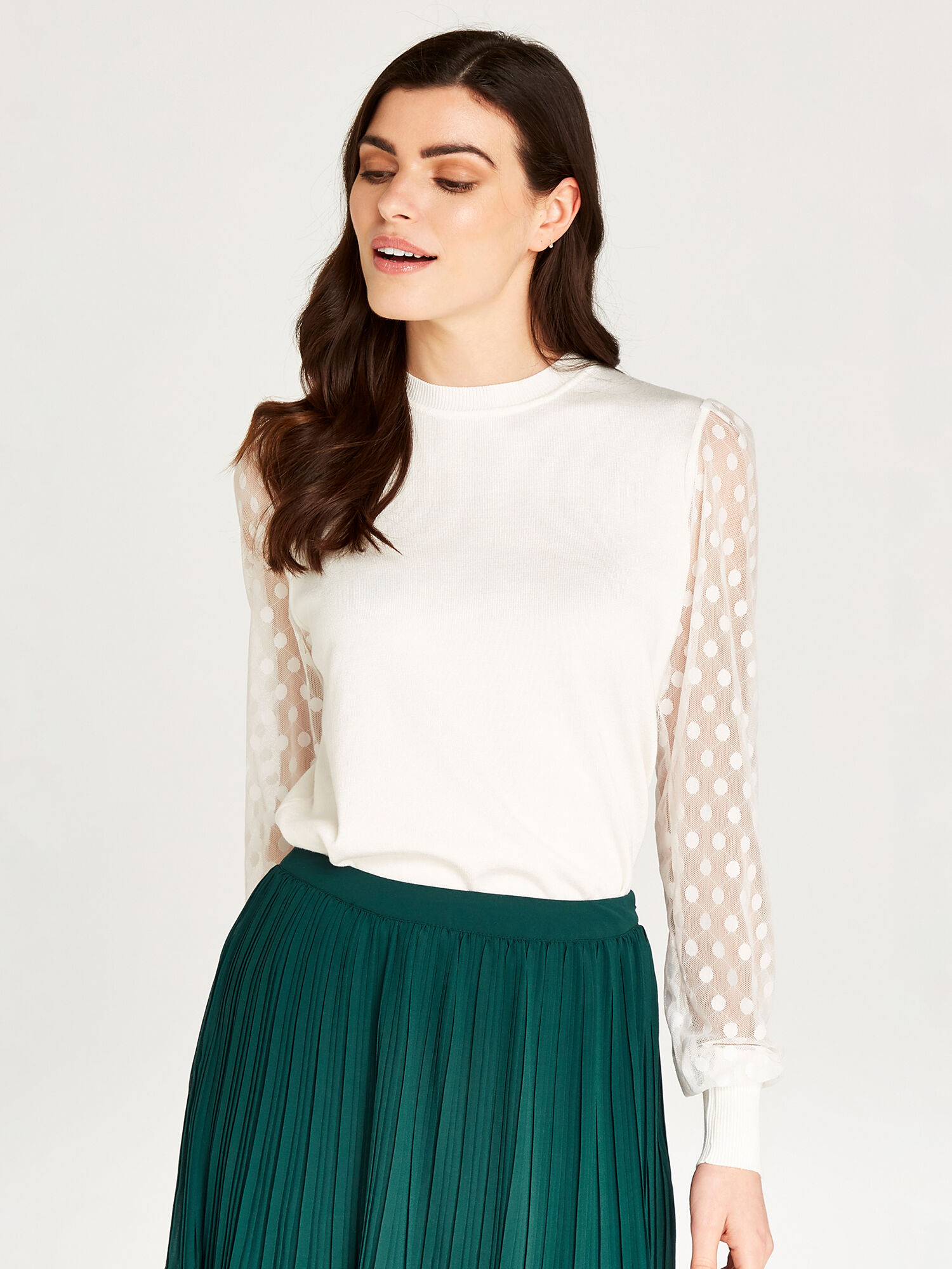 Polka dot mesh sleeve top online