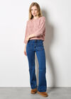 Textured Pointelle Batwing Jumper, Pink, large