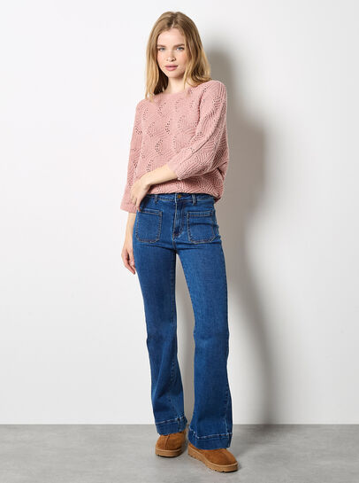 Textured Pointelle Batwing Jumper
