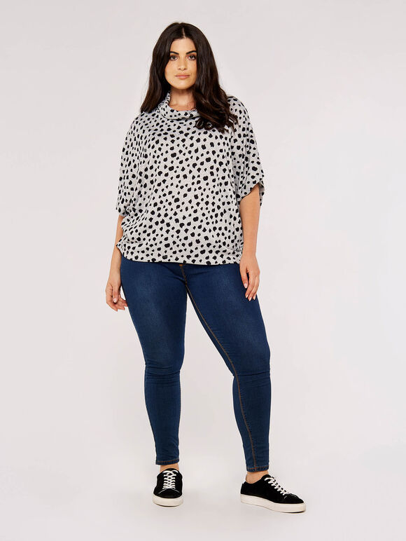 Curve Textured Dot Top, Grey, large
