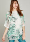 Palm Print Oversized Top, Green, large