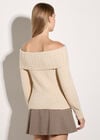 Ribbed Bardot Jumper, Stone, large