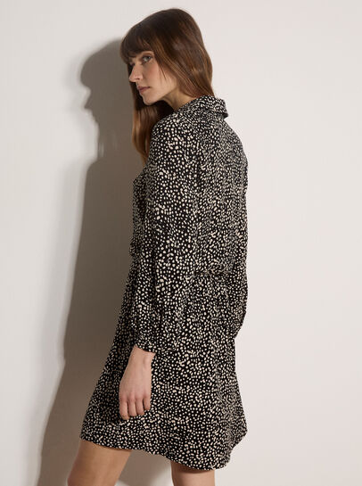 Irregular Spot Crepe Shirt Mini Dress